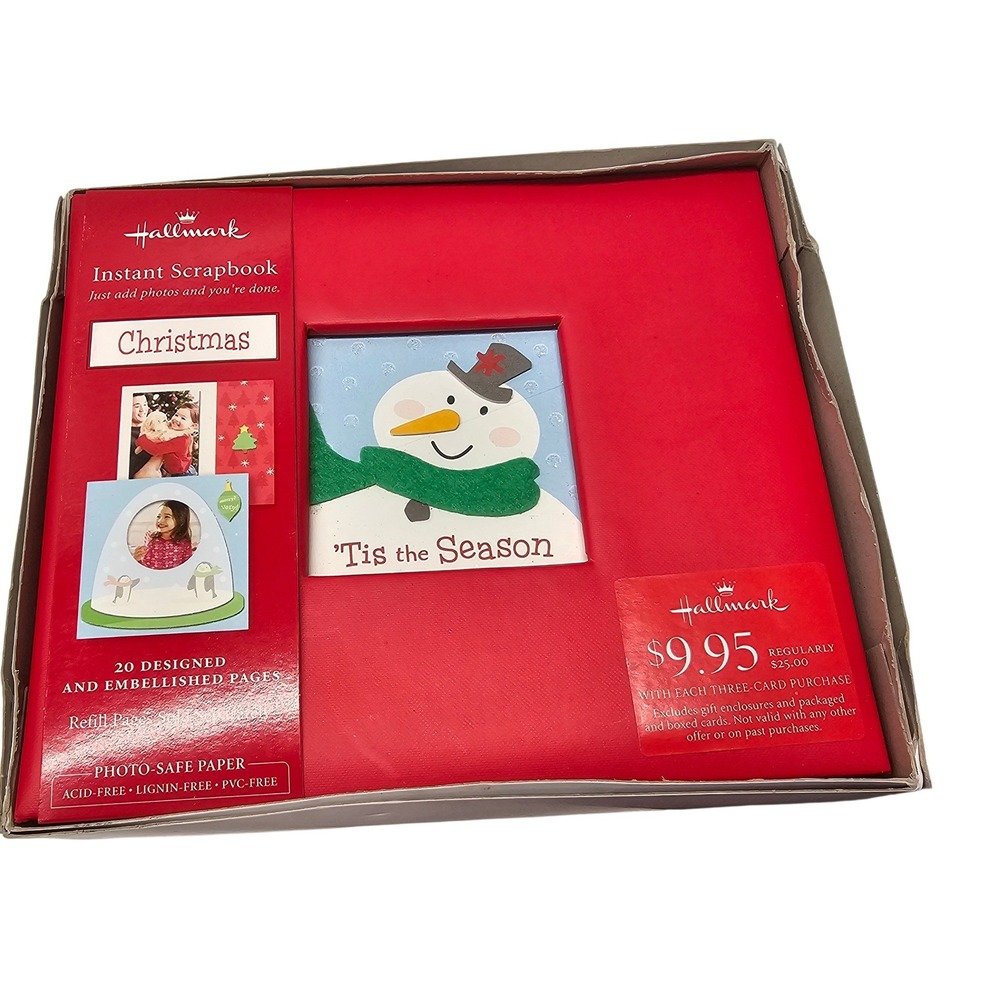Hallmark Christmas Tis The Season Instant Scrapbook Album 6x6 Red Snowman NEW